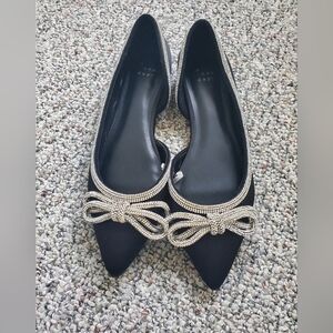 A New Day Black Flats with Silver Bow